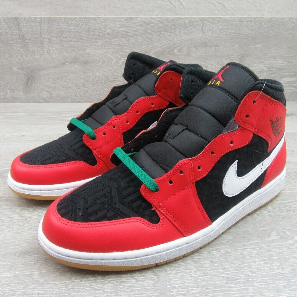 Air Jordan 1 Mid SE Christmas Black Red Sneakers Mens Size 14 NEW - Picture 4 of 16